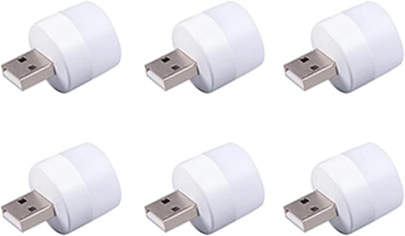 6 Pzas Luz Nocturna USB LED Ahorro Energía Caliente