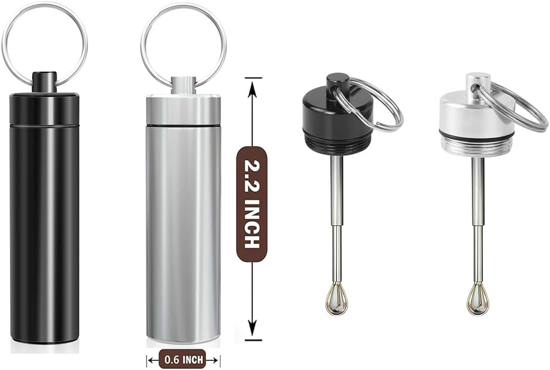 Llavero portátil para especias con cuchara ajustable aleación de aluminio paquete de 2