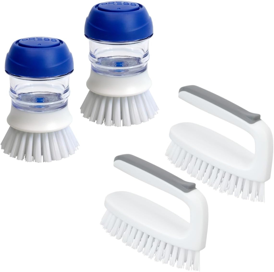 Pack 2 Cepillos Platos Dispensador Jabón y 2 Cepillos Cocina