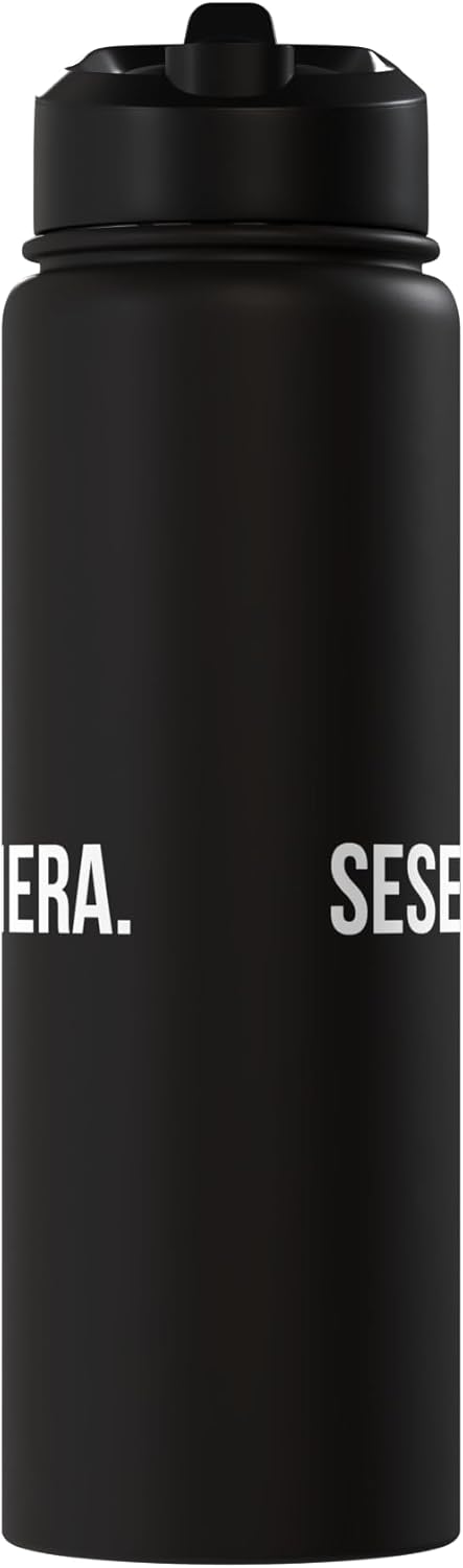 Botella de agua acero inoxidable aislada para sesentañera