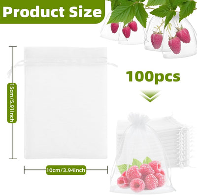 100 Bolsas Red Frutas 4x6pulg Con Cordón Reutilizables