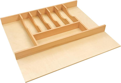 Organizador de cajones de cubiertos con divisores ajustables en madera de haya