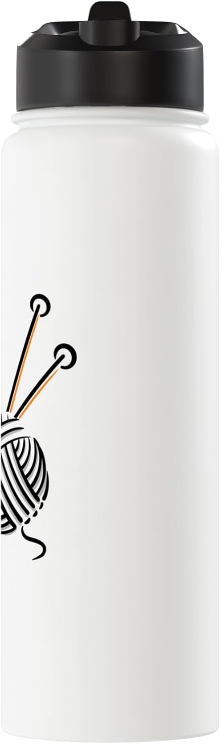 Botella de agua aislada de acero inoxidable con diseño de ganchillo