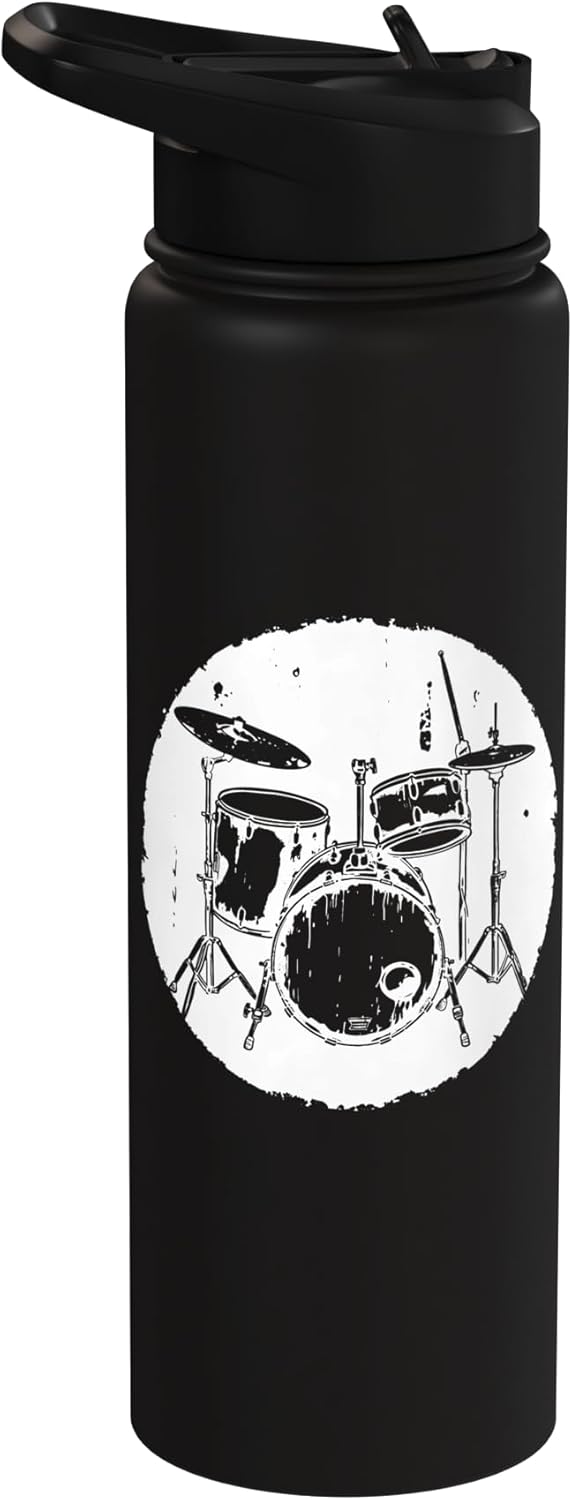 Botella de agua aislada de acero inoxidable Drum Kit Sketch