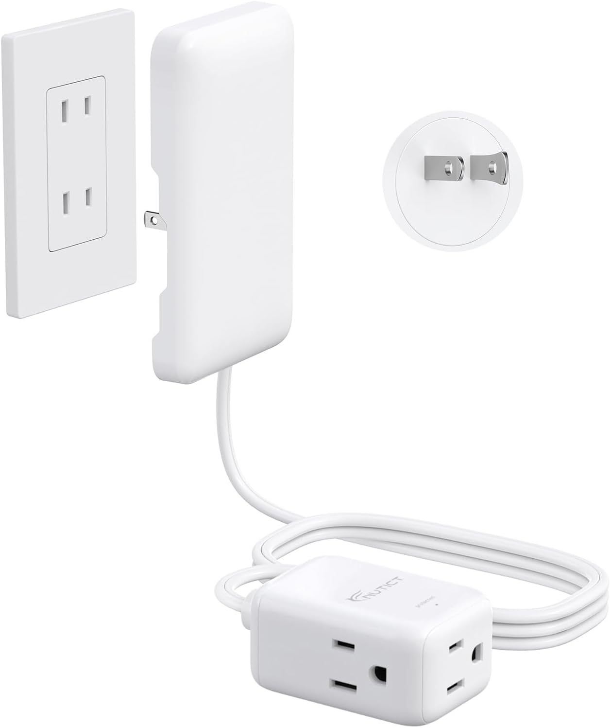 Adaptador tomacorriente 2 a 3 clavijas con cubierta ultrafina