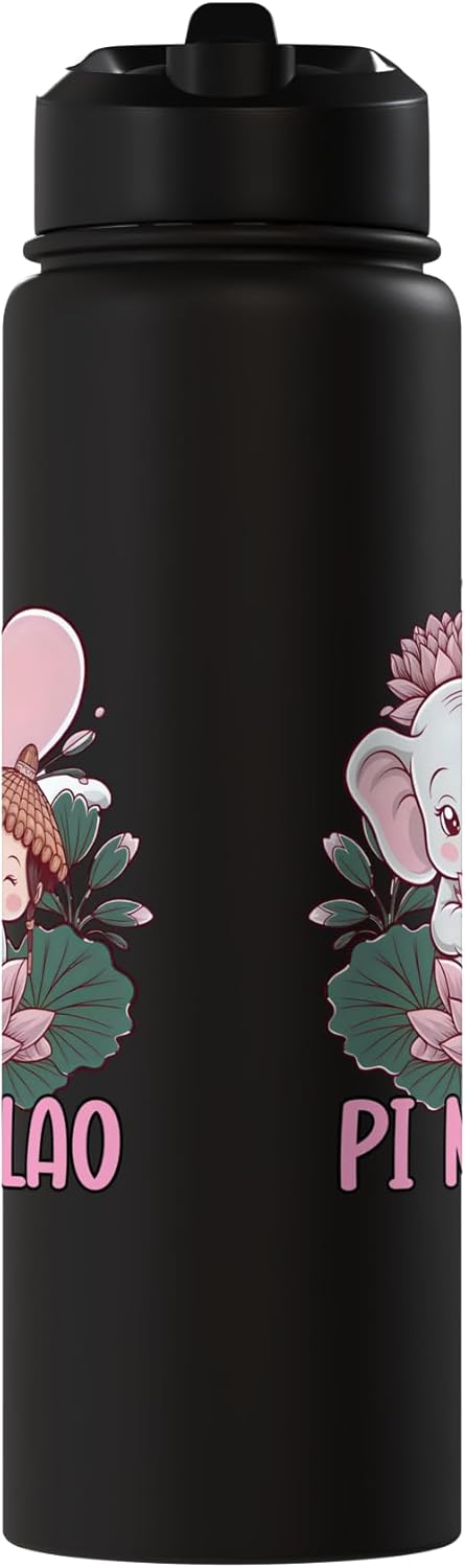 Botella de agua aislada con elefante Laos Pi Mai