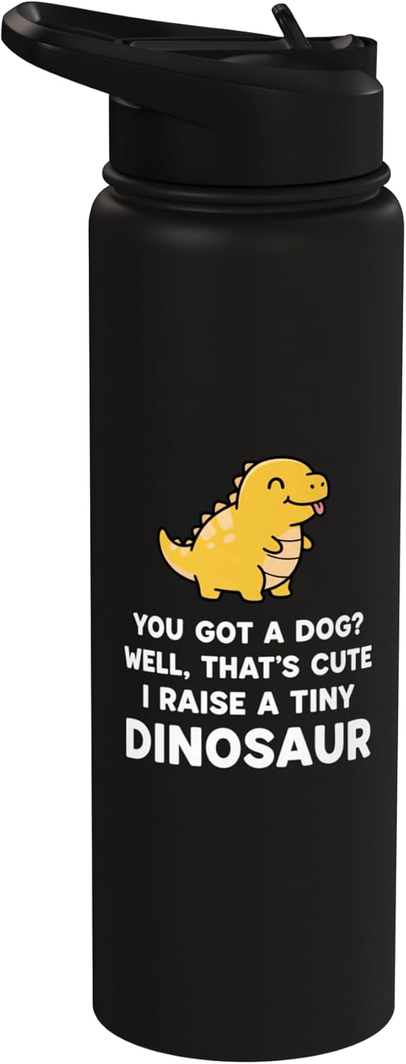 Botella de agua acero inoxidable aislada para niños con dinosaurio