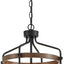 Lámpara colgante de 4 luces estilo rústico negro apagado