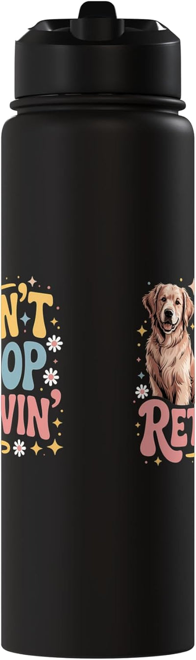 Botella agua acero inox aislada perro golden retriever