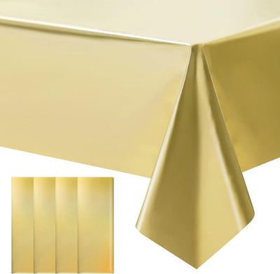 Mantel de plástico dorado 4 piezas acabado mate metálico 40 x 108 pulgadas