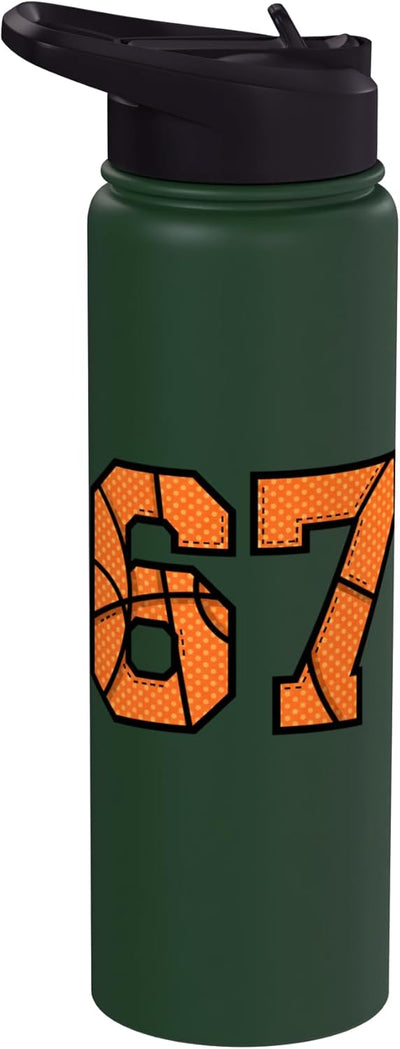 Botella de agua acero inoxidable número 67 retro deportiva
