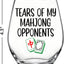 Copa de vino sin tallo con impresión de azulejos de Mahjong