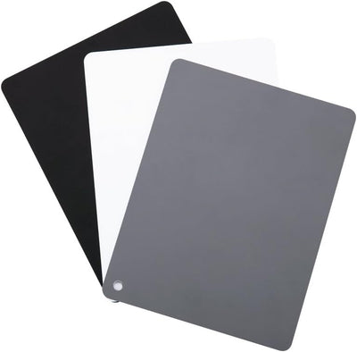 Juego tarjetas PVC 4x5.2pulg incluye gris 18% y blanca