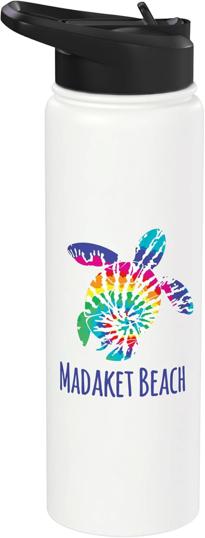 Botella de agua acero inoxidable aislada estilo boho con estampado tie dye