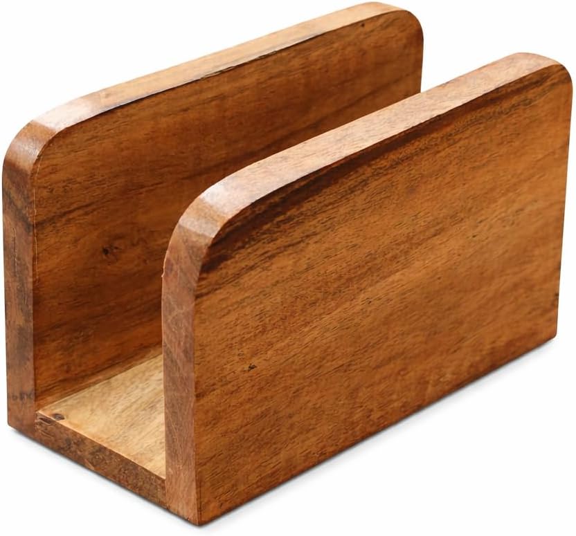 Servilletero madera acacia organizador cocina rústico