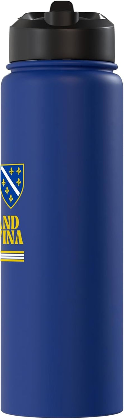 Botella agua acero inox aislada bandera Bosnia
