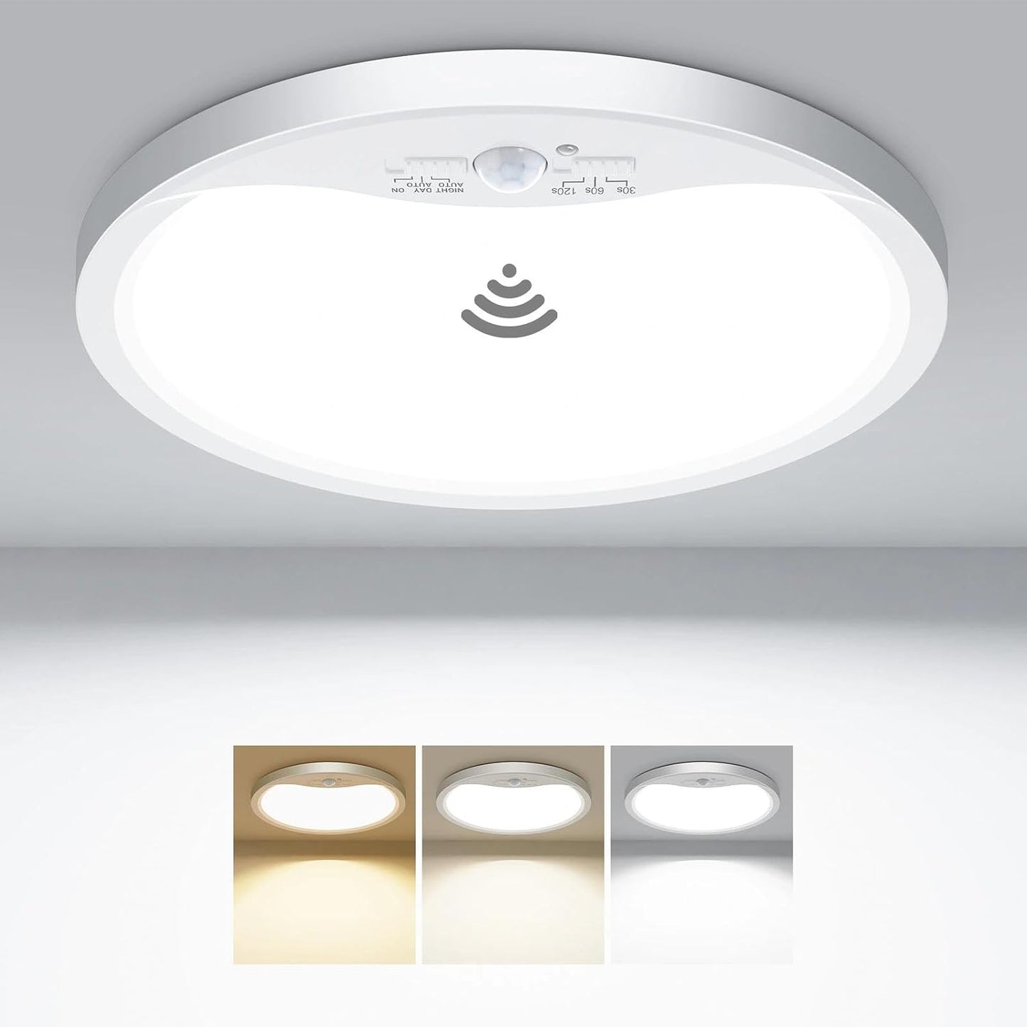 Lámpara techo LED empotrado 12pulg 24W sensor movimiento