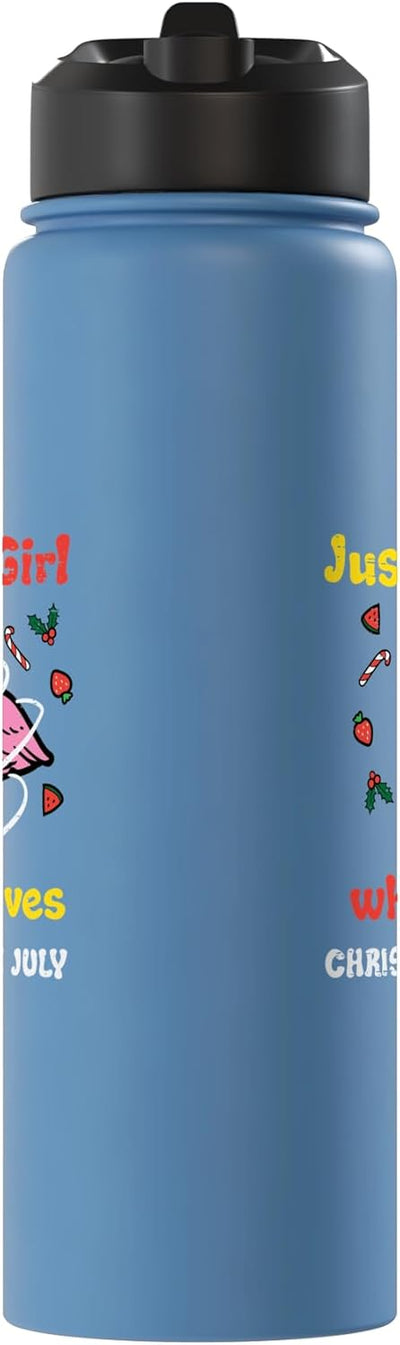Botella de agua acero inoxidable sin BPA con flamenco para niñas y mujeres