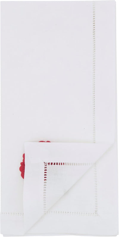 Set 6 servilletas algodón bordado floral 20x20pulg