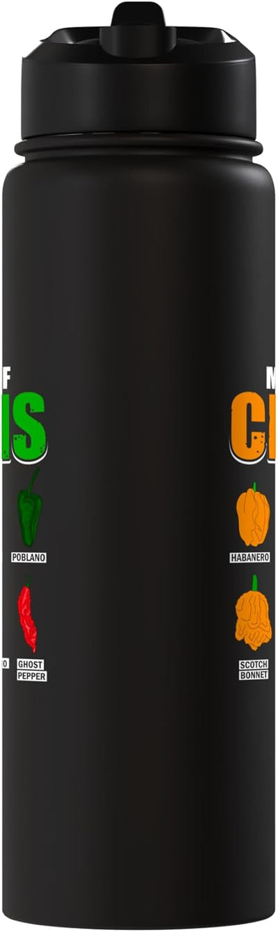 Botella de agua acero inoxidable aislada para amante del chile habanero