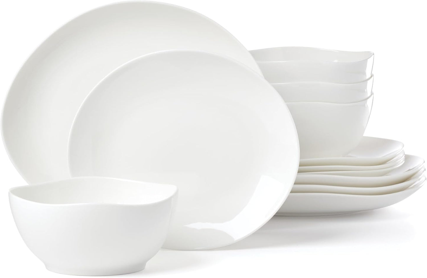 Juego 12 Pzas Platos Porcelana Hueso Apto Lavavajillas Microondas
