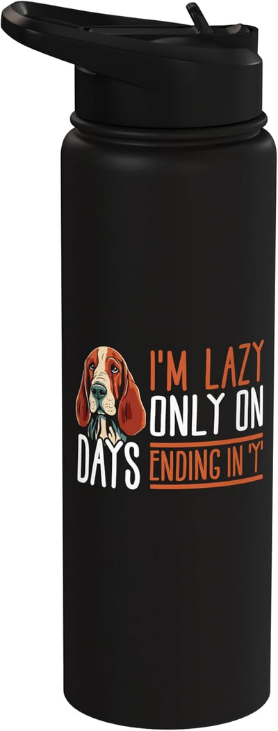 Botella de agua acero inoxidable perro basset hound con mensaje divertido