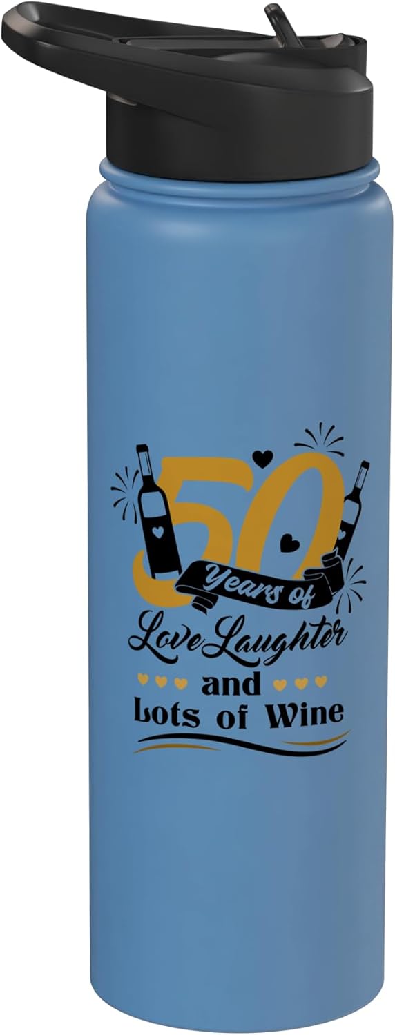 Botella de agua aislada de acero inoxidable para aniversario 50