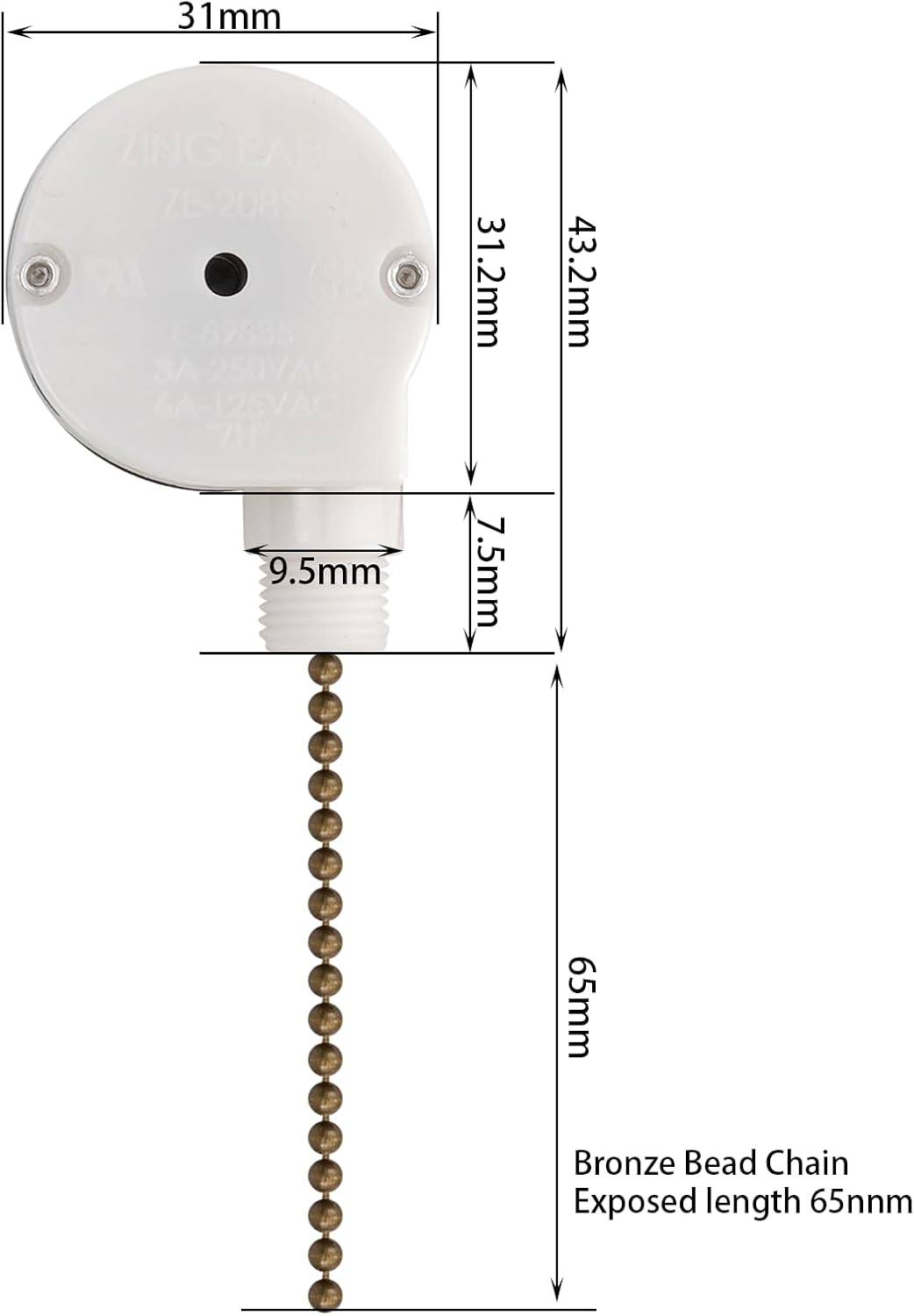 Interruptor ventilador techo Zing Ear 3 velocidades 4 cables