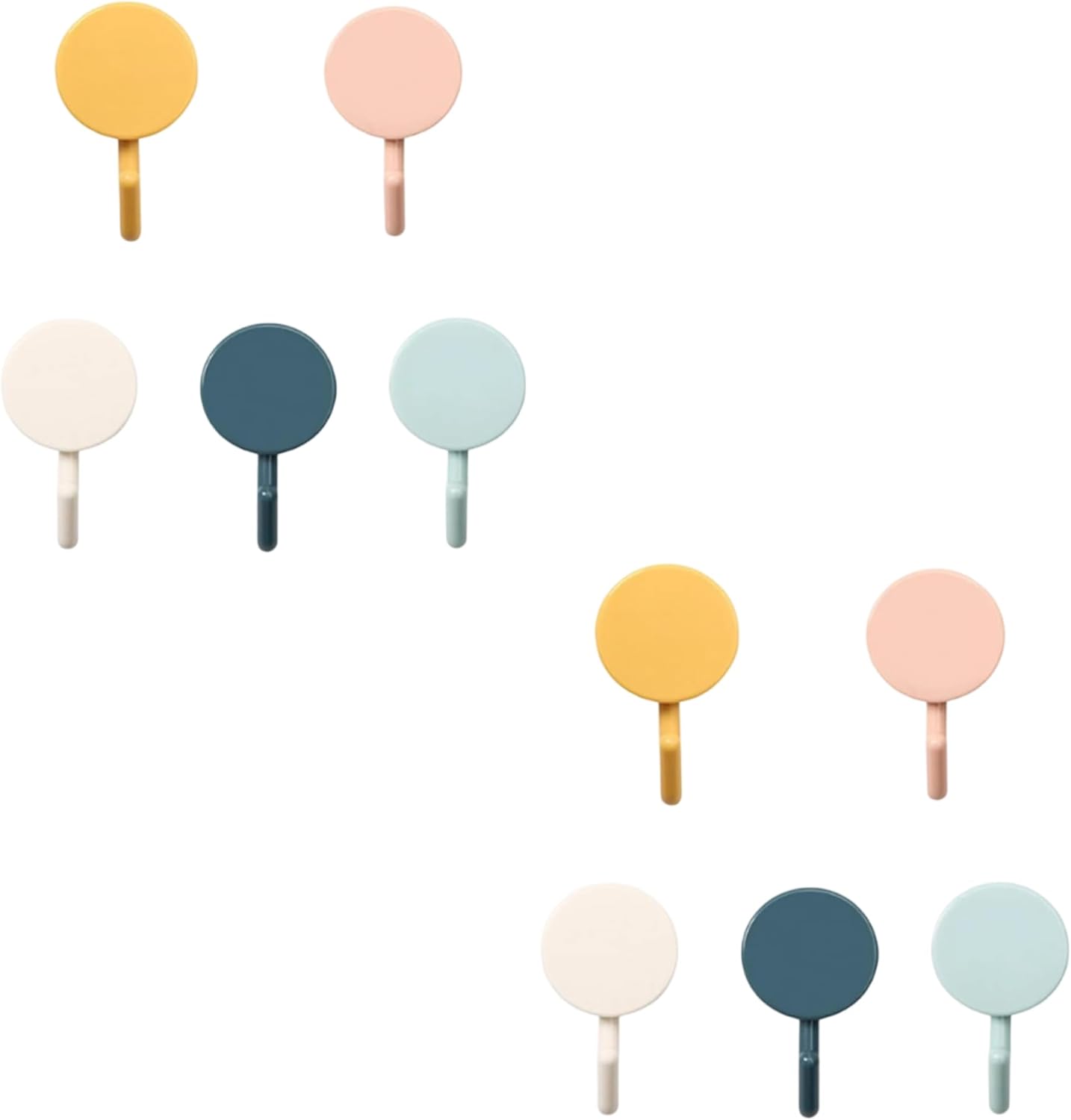 10 Ganchos Autoadhesivos Plástico Coloridos para Pared Hogar