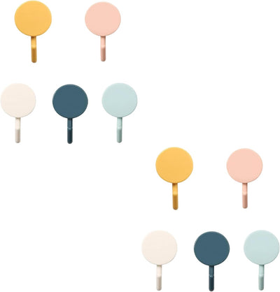 10 Ganchos Autoadhesivos Plástico Coloridos para Pared Hogar