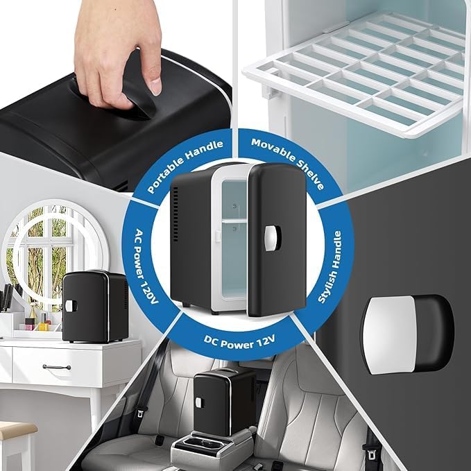 Refrigerador mini 4L para dormitorio, coche y oficina
