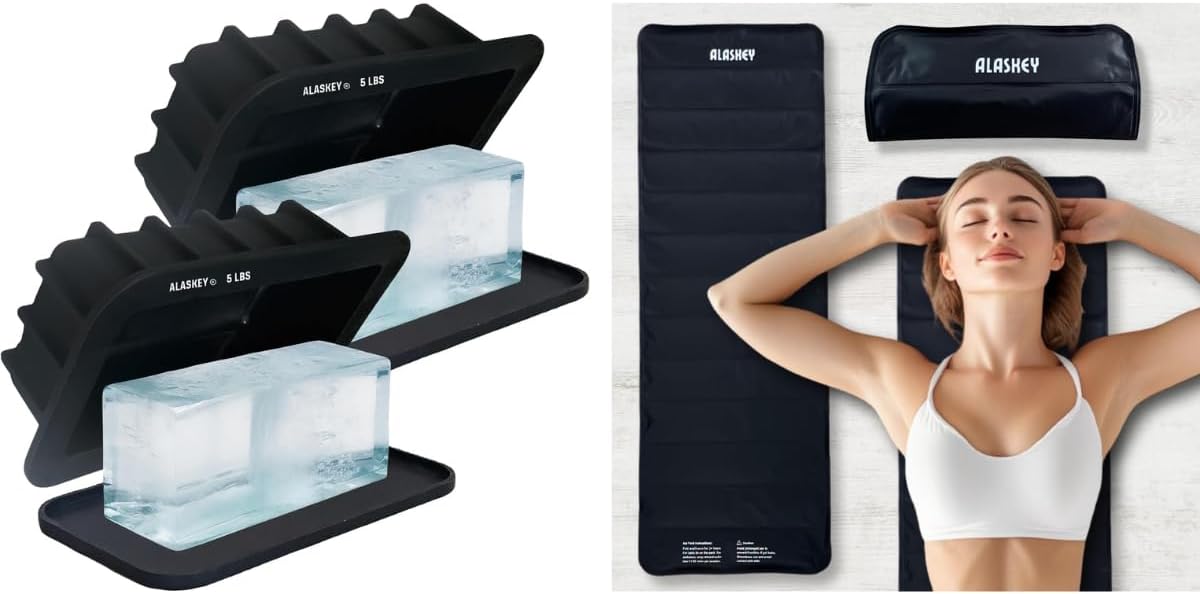 Molde Hielo 5lb Set 2 Con Tapa Mantel Negro Reutiliz.