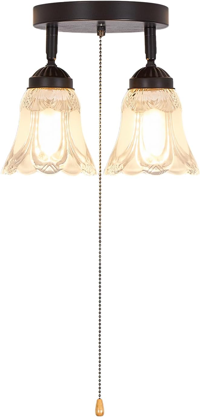 Lámpara techo 2 luces cadena vidrio cocina sala comedor