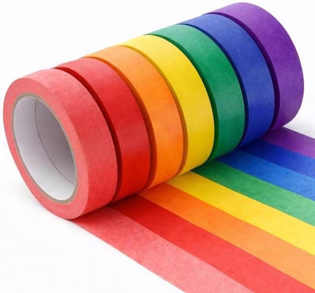 Cinta adhesiva colores 7 rollos 1pulg x26yd para manualidades