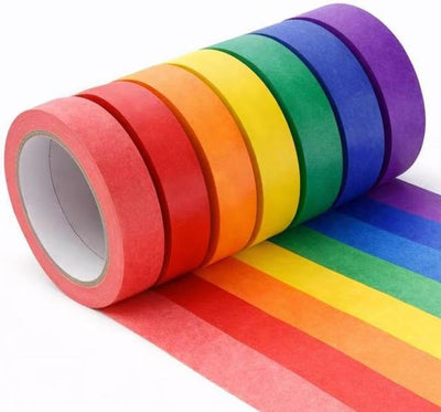 Cinta adhesiva colores 7 rollos 1pulg x26yd para manualidades