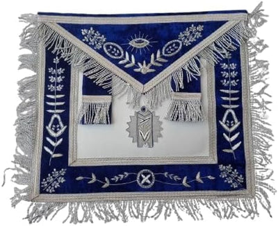 Cinturón oficial logia masónica azul bordado alfileres plata
