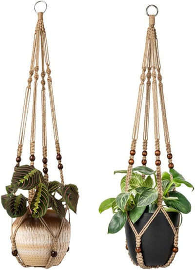 Colgadores macramé para plantas 36pulg cesta marrón 2pack 4ganchos