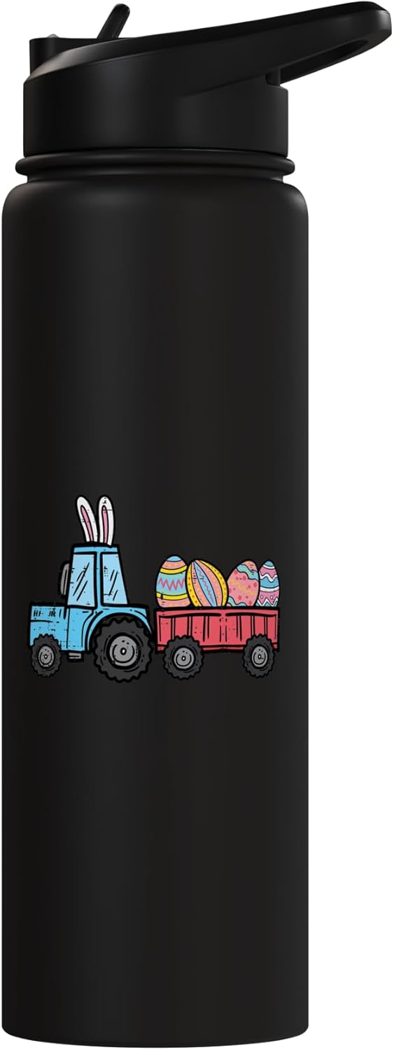 Botella de agua aislada de acero inoxidable tractor de Pascua para niños