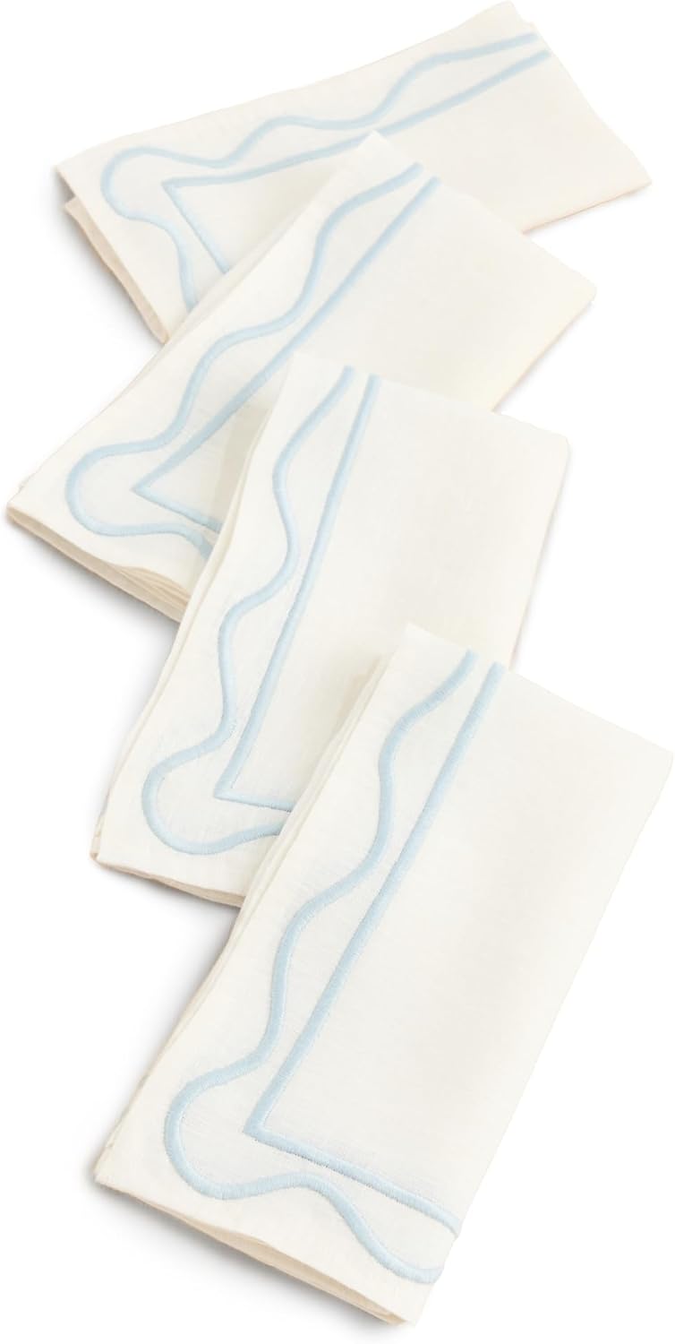 Set 4 servilletas lino bordado mujer
