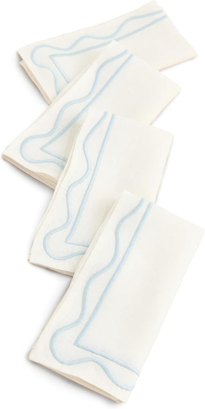 Set 4 servilletas lino bordado mujer