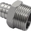 Adaptador manguera PEX acero inox 1/2 a conector GHT 3/4
