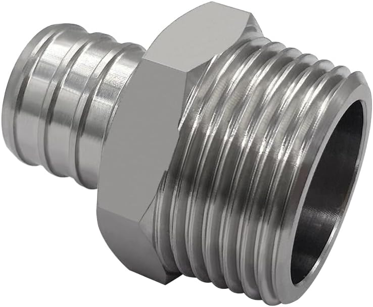 Adaptador manguera PEX acero inox 1/2 a conector GHT 3/4