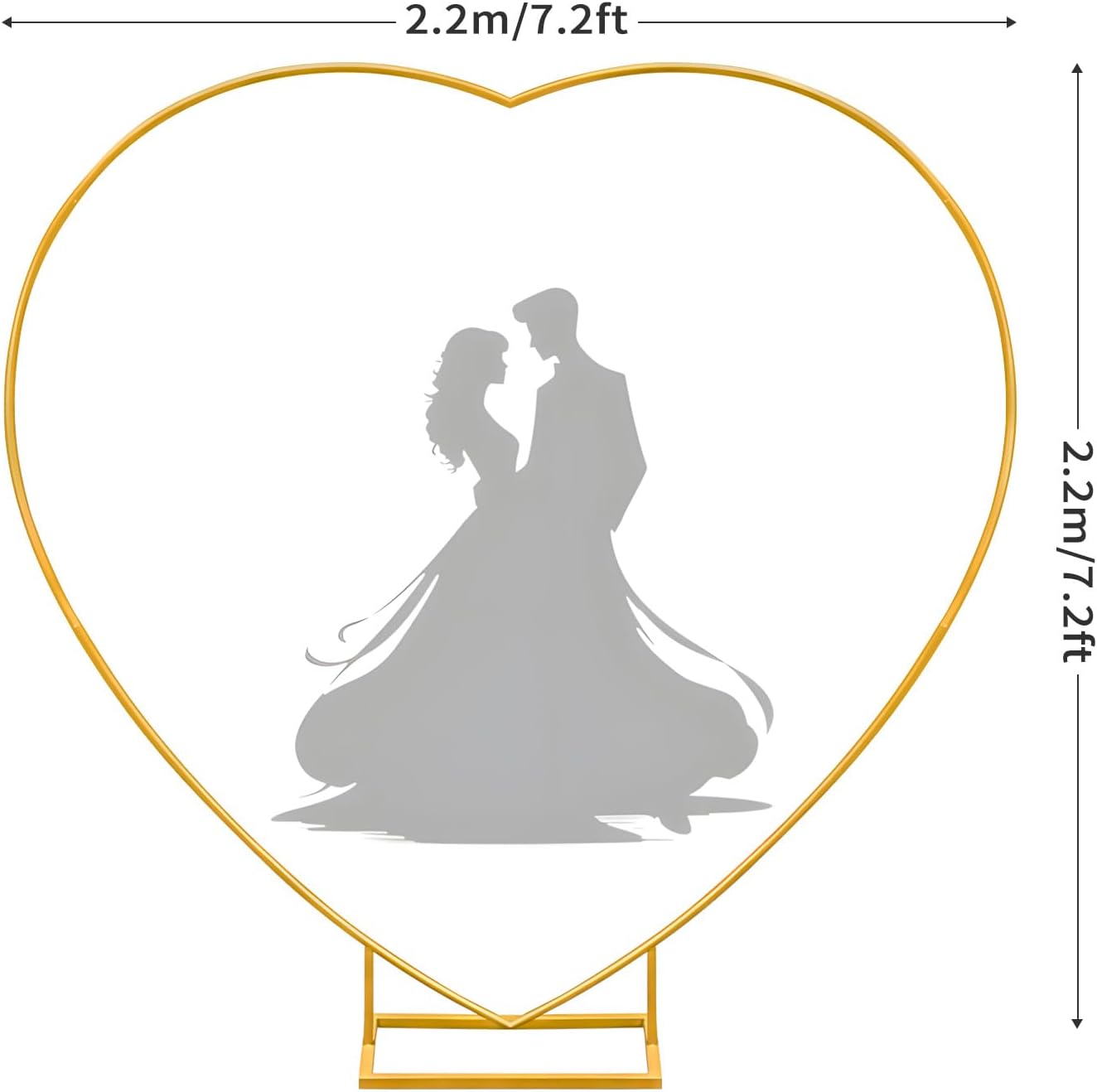 Arco metal corazón respaldo dorado para globos bodas 2.2M