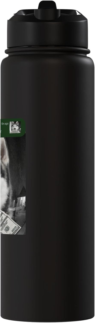 Botella agua acero inox aislada perro husky