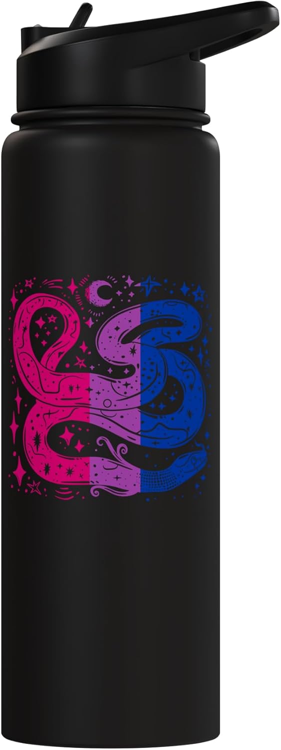 Botella agua acero inox aislada con serpiente lunar