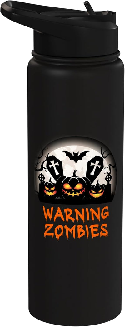 Botella de agua acero inoxidable Halloween con calaveras y zombis