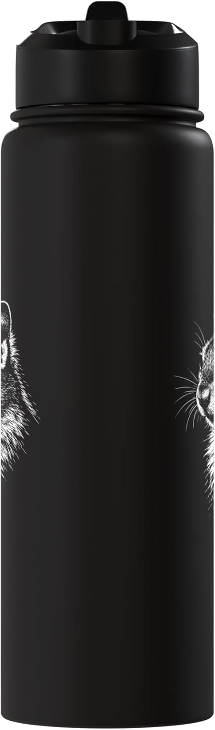 Botella de agua acero inoxidable Chipmunk en blanco y negro