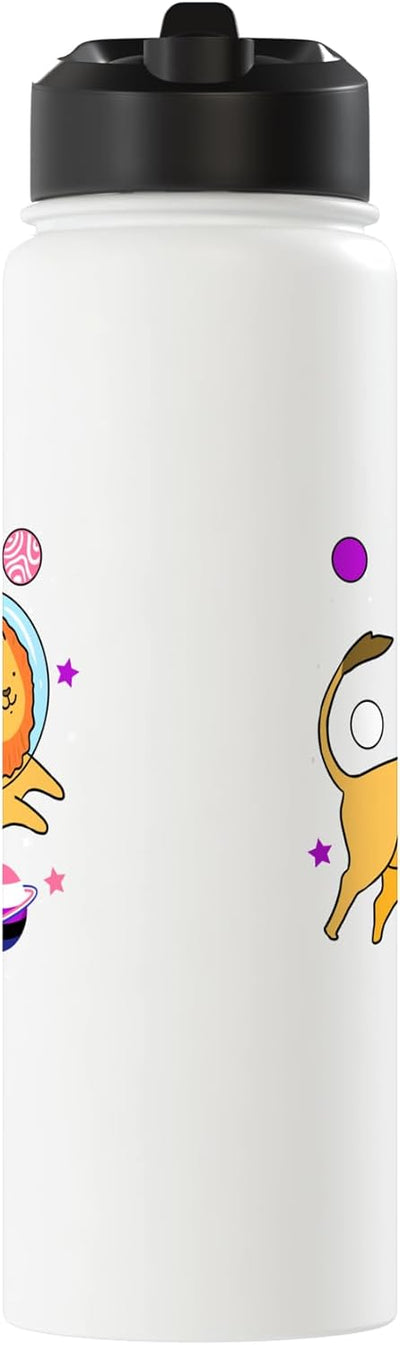Botella de agua acero inoxidable aislada Genderfluid Lion In Space