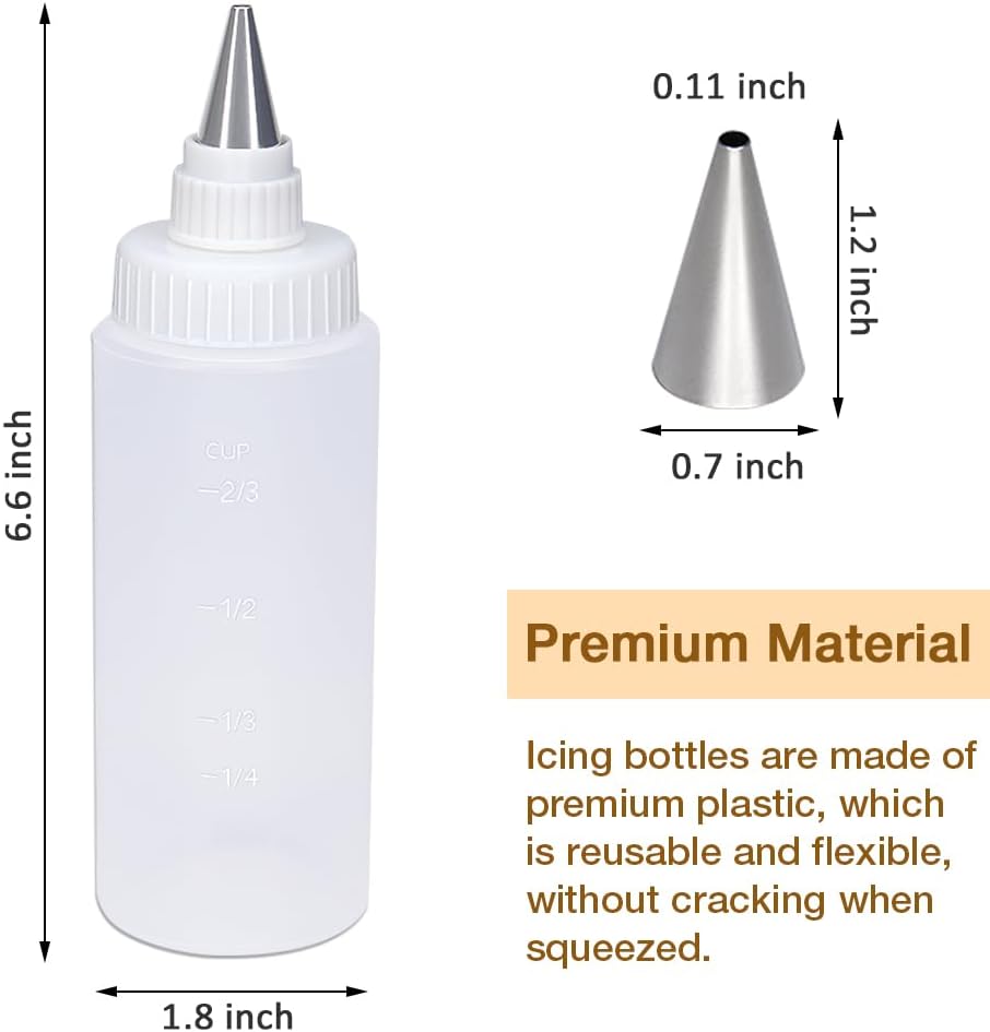 Botellas exprimibles para glaseado de galletas y panqueques, 6 unidades