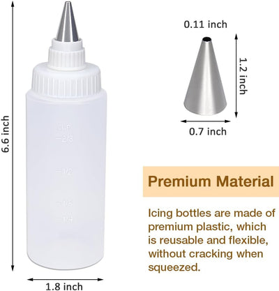 Botellas exprimibles para glaseado de galletas y panqueques, 6 unidades